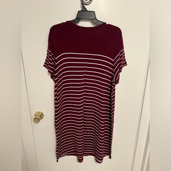 Maurice’s burgundy and white striped tee shirt dress 2X - Picture 4 of 5